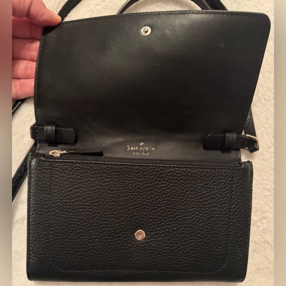 Kate Spade Harlow Black Leather Wallet On A String Crossbody Like New! - Picture 7 of 14